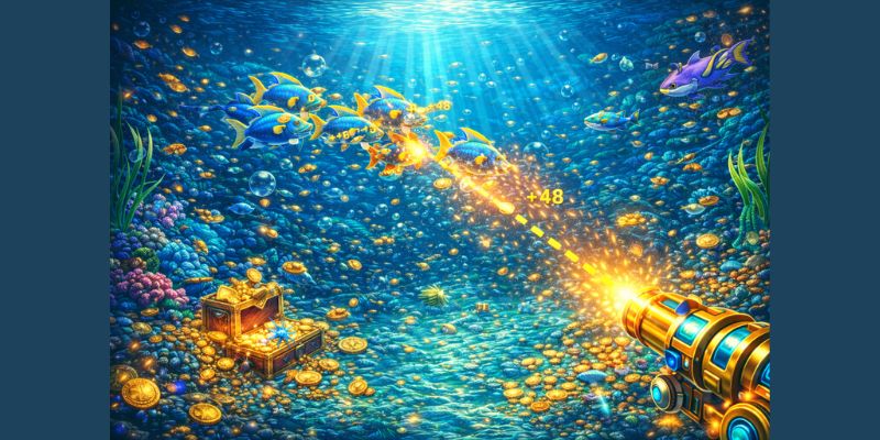 Canh góc bắn cá theo đàn trong Rainbow Fish Bắn Cá
