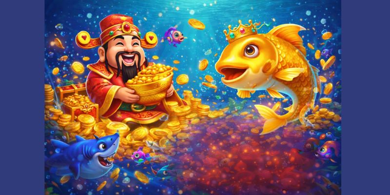 Bắn cá Thần Tài với hình tượng Thần Tài và đại dương vàng